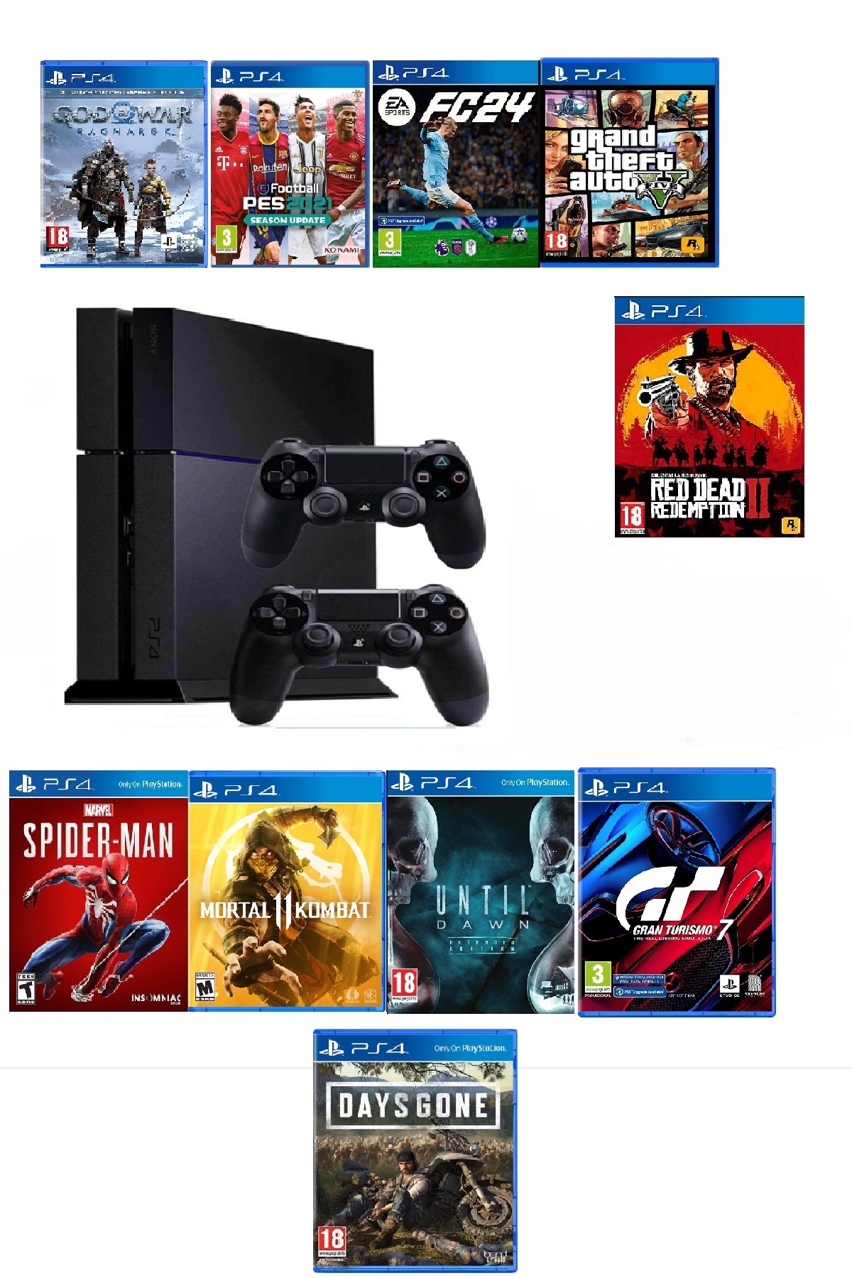 1_org_zoom Ps4 1 Tb FAT Kasa 10 Oyunlu 2 Adet V2 Kol - Görsel 1
